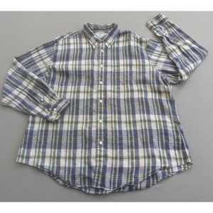 Brooks Brothers Regent Button Shirt Sz 2XL Men Plaid 100%Irish Linen Long Sleeve